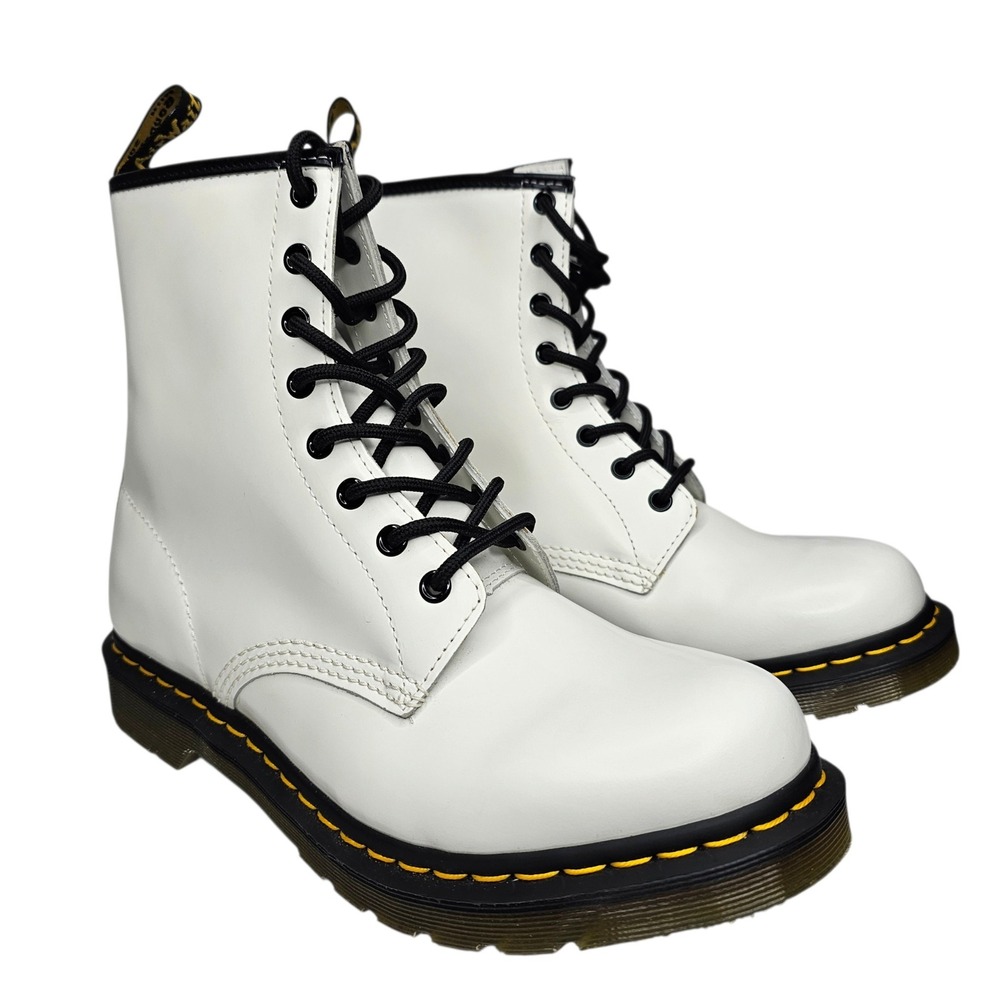 Dr. Martens 1460 Women 11 White Smooth Leather 8-Eye Combat Boots 11821